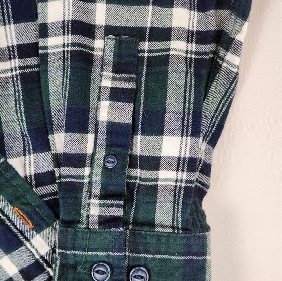 Weatherproof Shirt, Mens Size Medium Green Blue White, Flannel, Plaid, Button Up - Picture 6 of 12